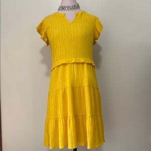 THML ruffle sleeve tiered dress in yellow size small